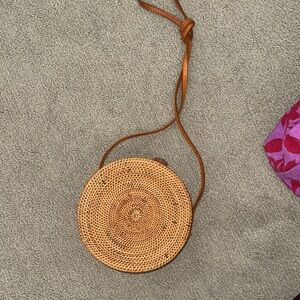 Handcrafted Woven Brown Crossbody Bag